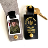 Personalized Upload Your Canadian Veteran Photo Canadian Army Custom Rank & Name Leather Keychain Printed